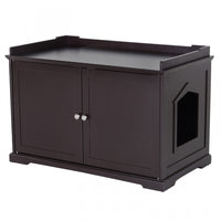 Pawhut Boite A Litiere Pour Chat Couverte 2 En 1 Toilettes Rangement Hideaway Armoire Banc Decor A L
