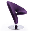 Fauteuil d’appoint pivotant Curl de Manhattan Comfort en chrome poli et en mélange de laine - violet