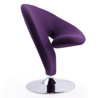 Fauteuil d’appoint pivotant Curl de Manhattan Comfort en chrome poli et en mélange de laine - violet
