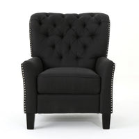  Lily Fauteuil Relax Inclinable A Dossier Inclinable En Tissu Aspect Lin Avec Clous Decoratifs, Gris Fonce Antique