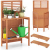 Table De Jardin Etanche En Bois Costway Avec Etagere De Stockage Ouverte A 2 Niveaux