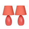 Ensemble de 2 mini lampes de table de Simple Designs en céramique en forme d’œuf - orange