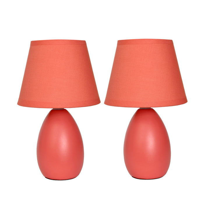 Ensemble de 2 mini lampes de table de Simple Designs en céramique en forme d’œuf - orange