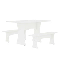 Ensemble de salle a manger Coney style milieu du siecle, 3 pieces, blanc