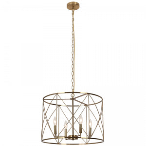 Lustre Calah de Dainolite avec fini laiton antique et 4 ampoules incandescentes