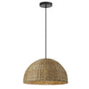 Luminaire suspendu Pourel de Dainolite avec abat-jour naturel, fini noir mat et 1 ampoule