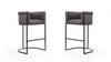 Tabouret de bar rembourre en metal style mid-century moderne Cosmopolitan en graphite - Lot de 2