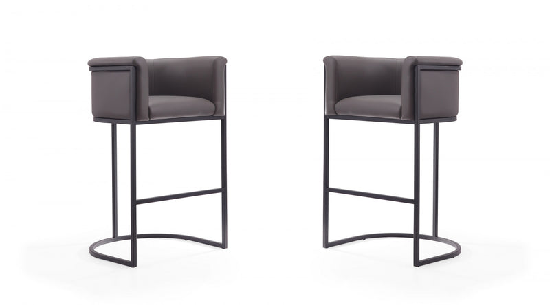 Tabouret de bar rembourre en metal style mid-century moderne Cosmopolitan en graphite - Lot de 2