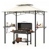 Costway 8’ X 5’ Grill Gazebo Avec 2 Etageres 7 Crochets Cadre En Metal Soft Top Beige