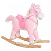Qaba Kids Cheval A Bascule En Peluche Jouet A Bascule Pour Enfant Avec Sons Realistes Rose