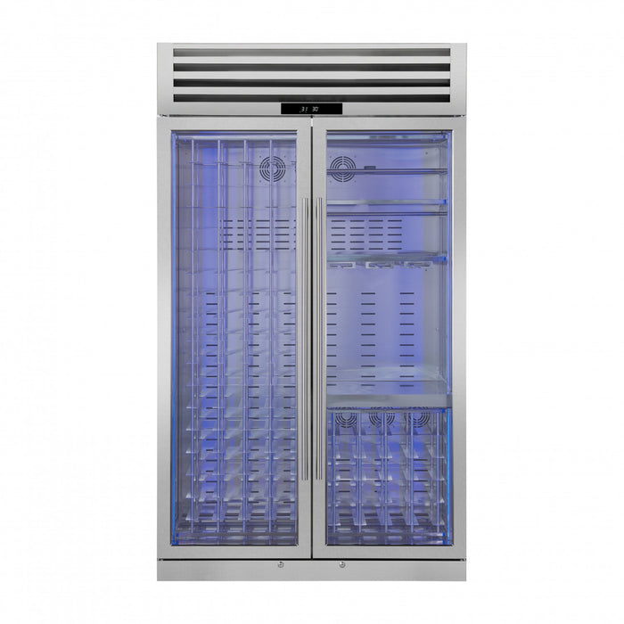 Refroidisseur a vin Abruzzo de48\" double zone,30 pi³, capacite de 130 bouteilles,acier inoxydable-FWCDR6680-48S