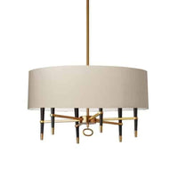 Lustre Langford de Dainolite avec abat-jour crème, fini bronze rétro et 6 ampoules