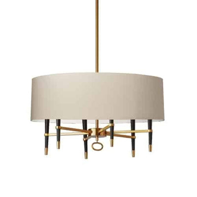 Dainolite Langford 6 Light Chandelier Vintage Bronze Cream Shade Lamp|Lustre Langford de Dainolite avec abat-jour crème, fini bronze rétro et 6 ampoules
