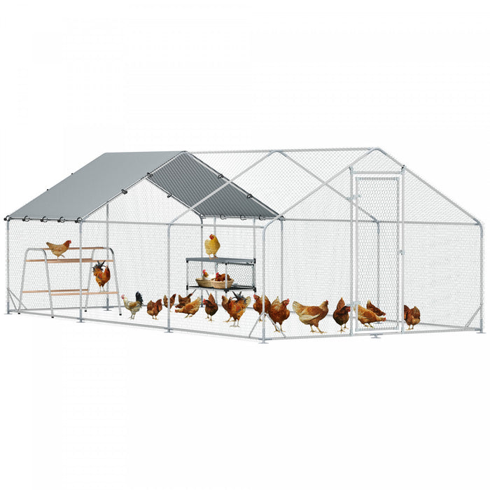Poulailler En Metal Avec Housse Impermeable, 9.8x19.7x6.4'