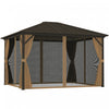 Outsunny Abri De Jardin De Luxe A Toit Rigide De 10 Pi X 12 Pi Avec Rideaux Et Filet, Cafe
