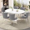 Chaises de salle a manger Luna en velours avec revetement capitonne et pieds metalliques dores, lot de 6, gris