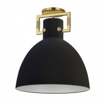 Plafonnier semi-affleuré Liberty de Dainolite avec fini laiton vieilli et noir mat, et 1 ampoule incandescente