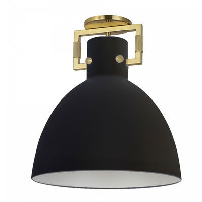 Dainolite Liberty 1 Light Semi-flush Mount Incandescent Aged Brass Matte Black Lamp|Plafonnier semi-affleuré Liberty de Dainolite avec fini laiton vieilli et noir mat, et 1 ampoule incandescente