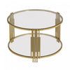 Table Basse Ronde Jonas De 31,5\" En Verre Trempe Avec Etagere Inferieure, Transparente