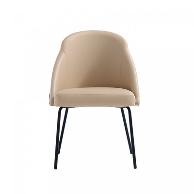 Gracie Modern Metal Vegan Leather Dining Chair in Tan and Black Armoire | Chaise de salle a manger moderne Gracie en metal et cuir vegetalien, coloris beige et noir