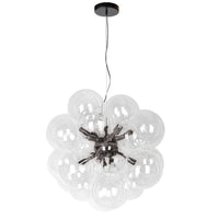 Lustre Comet de Dainolite en verre transparent, avec fini noir mat et 6 ampoules