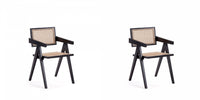 Fauteuil en bois au style industriel chic Hamlet en noir et naturel - Lot de 2