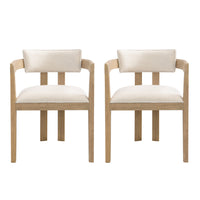 Chaise De Salle À Manger James Avec Accoudoirs, Ensemble De 2, Cadre En Bois D’hévéa - Beige