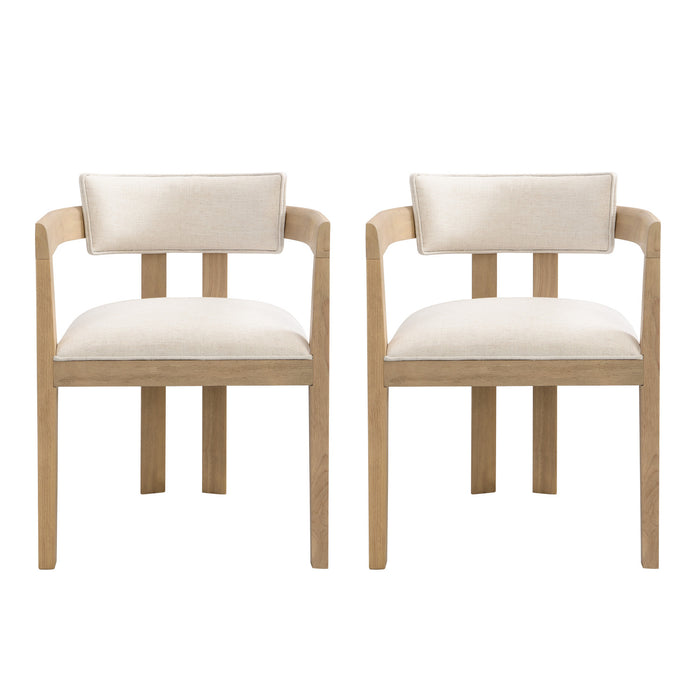 Chaise De Salle À Manger James Avec Accoudoirs, Ensemble De 2, Cadre En Bois D’hévéa - Beige