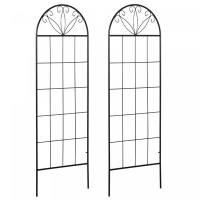 Outsunny Metal Garden Trellis Pack Of 2 For Climbing Plants, Black|Outsunny Lot De 2 Treillis De Jardin En Metal Pour Plantes Grimpantes, Noir