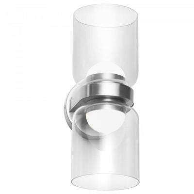 Dainolite Nadine 2 Light LED Sconce 20w Polished Chrome Clear Glass Lamp|Applique murale Nadine de Dainolite en verre transparent, avec fini chromé poli et 2 ampoules à DEL de 20 W