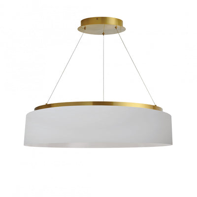 Dainolite Circulo Chandelier 34w Aged Brass White Shade Lamp|Lustre Circulo de Dainolite avec abat-jour blanc, fini laiton vieilli et ampoule de 34 W