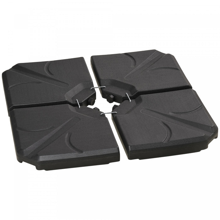 Outsunny Support de base de parasol 4 pieces avec verrouillage en U, noir