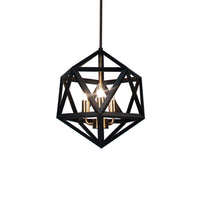 Lustre Archello de Dainolite au fini noir mat avec touches laiton antique et 3 ampoules