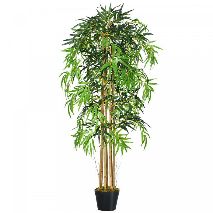 HOMCOM Arbre de bambou artificiel de 5pi en pot avec 1095 feuilles vertes