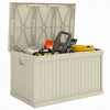 Outsunny Coffre de rangement exterieur 265L, coffre en resine avec poignees, beige sable