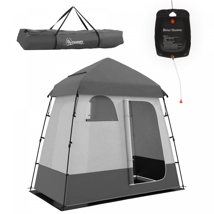 Tente De Douche Outsunny Avec Sac De Douche, Sol, Sac De Transport, Gris