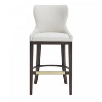 Tabouret de bar Blair moderne en bois avec assise rembourree, coloris blanc