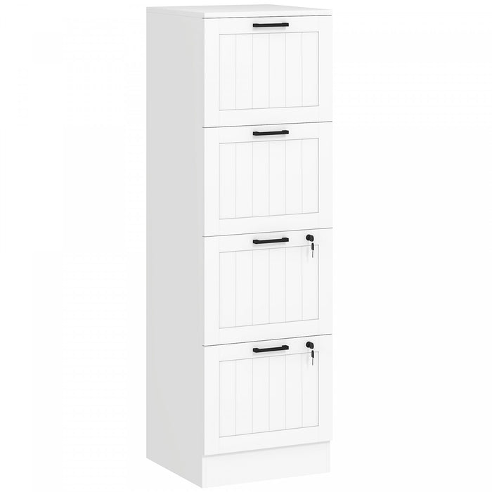 HOMCOM Classeur a 4 tiroirs avec serrure pour lettre A4, Blanc