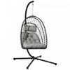 Outsunny fauteuil œuf suspendu avec pied, panier pliable en rotin