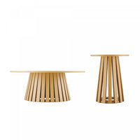  Ensemble de 2 tables Layla style scandinave moderne : table basse et table d’appoint en chene clair