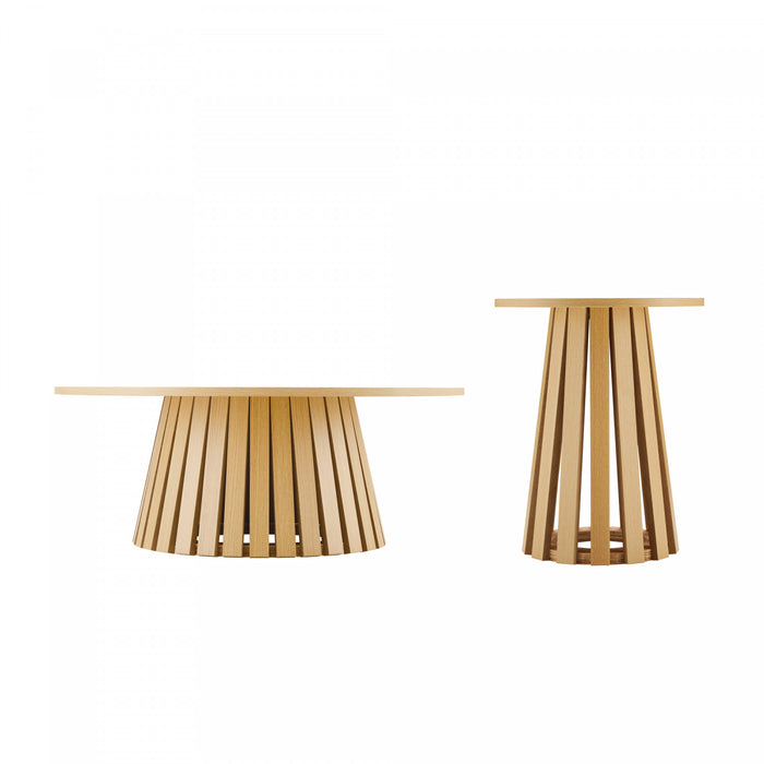 Ensemble de 2 tables Layla style scandinave moderne : table basse et table d’appoint en chene clair