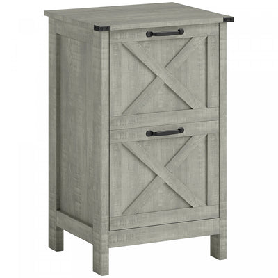 HOMCOM File Cabinet with 2 Drawers Filing Cabinet for A4 Letter, Stone Grey