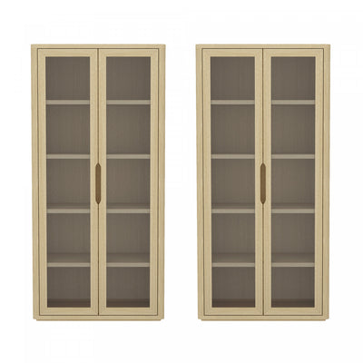 Rivington Modern 38" Bookcase Cabinet in Natural Oak - Set of 2 | Armoire bibliotheque moderne Rivington 38" en chene naturel - Lot de 2