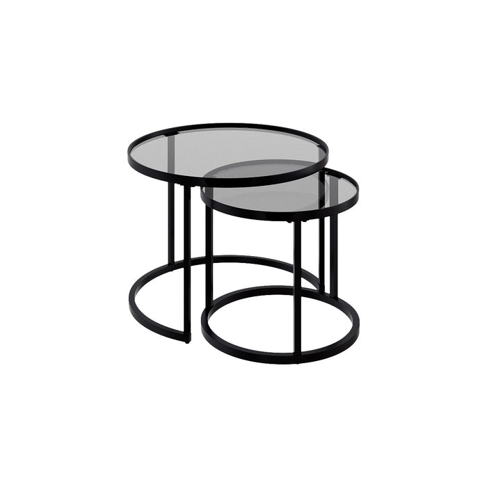 Opal Tables Gigognes Rondes a Deux Plateaux en Verre