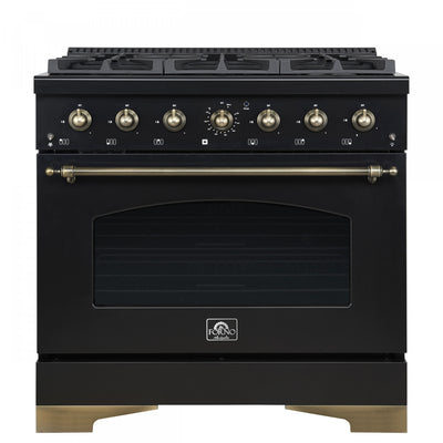 Forno Antico 36" Freestanding Gas Range, Black, Convection Oven- FFSGS6219-36BLK | Cuisiniere a gaz autonome Antico de 36", noire, avec four a convection – FFSGS6219-36BLK