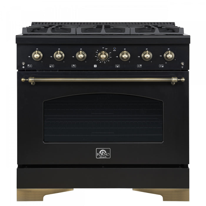 Cuisiniere a gaz autonome Antico de 36\", noire, avec four a convection – FFSGS6219-36BLK