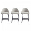 Tabouret de comptoir moderne en metal et tissu Gracie, gris pierre et noir - Lot de 3