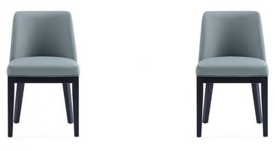 Manhattan Comfort Set of 2 Gansevoort Modern Faux Leather Dining Chairs - Pewter|Ensemble 2 chaises de salle à manger modernes Gansevoort de Manhattan Comfort en similicuir - étain
