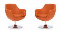  Fauteuil lounge pivotant moderne Caisson en tissu orange - Lot de 2