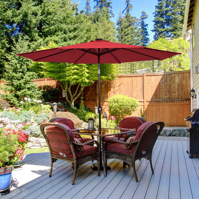 Costway Parasol de marche solaire LED de 10 pieds avec reglage d'inclinaison et manivelle